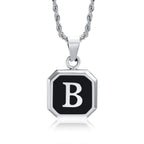 Collar para hombre con colgante hexagonal de inicial b