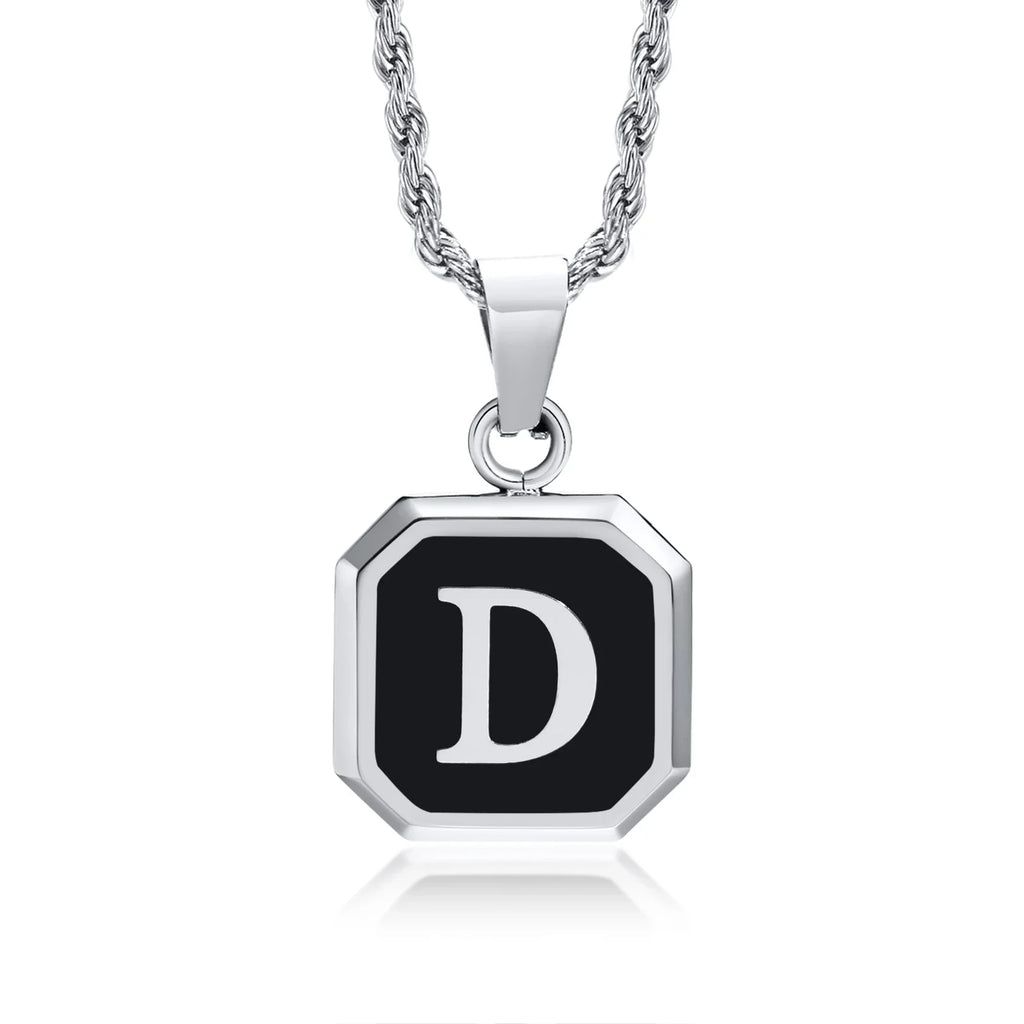 Collar para hombre con colgante hexagonal de inicial d