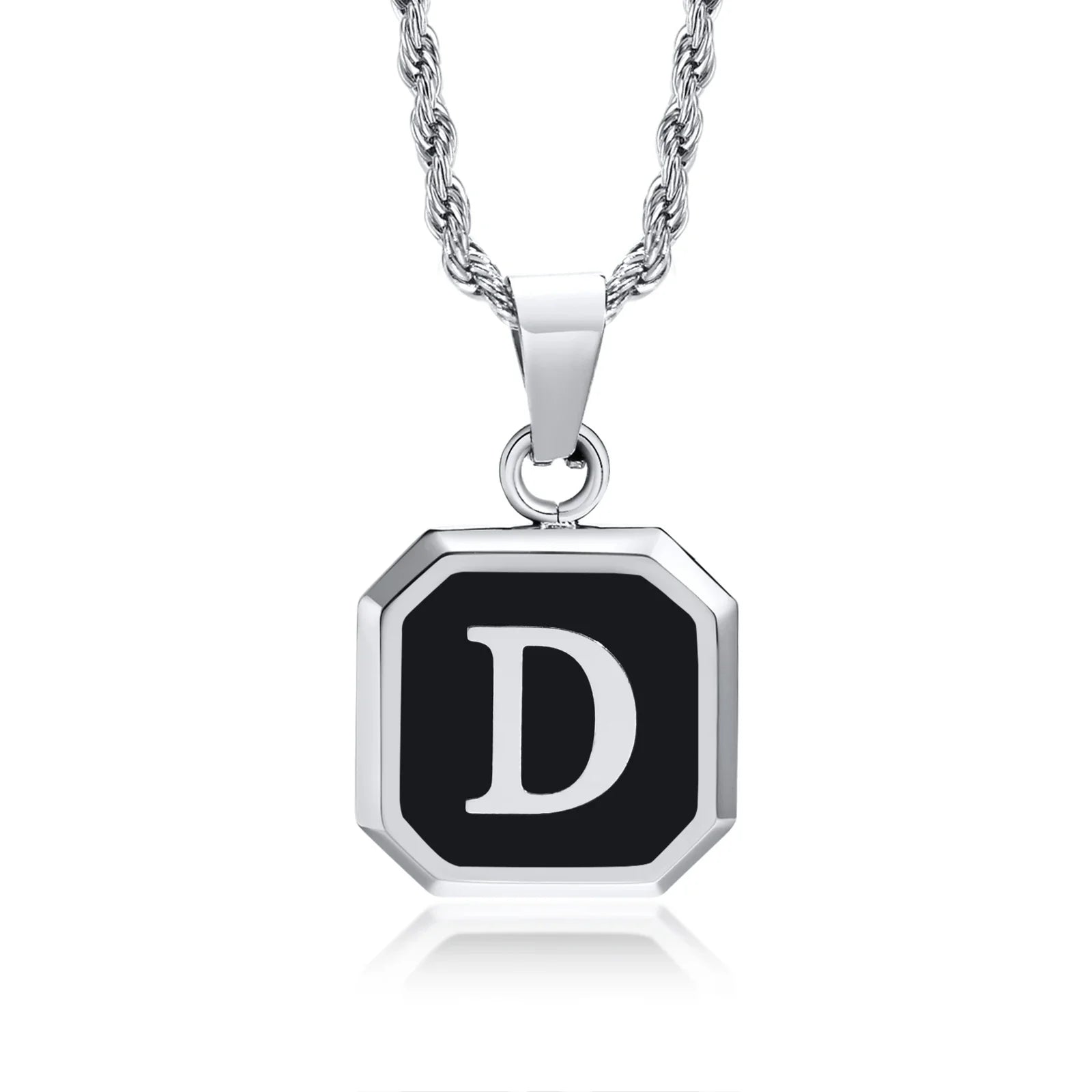 Collar para hombre con colgante hexagonal de inicial d