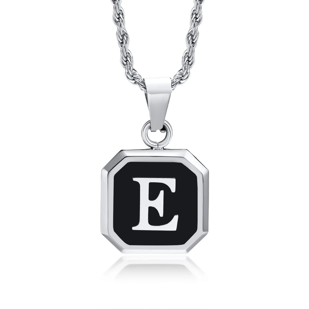 Collar para hombre con colgante hexagonal de inicial e