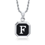Collar para hombre con colgante hexagonal de inicial f