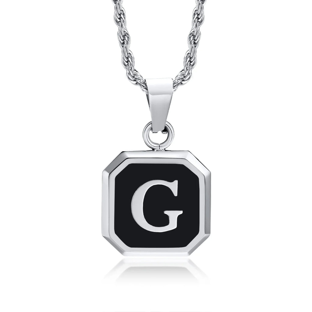 Collar para hombre con colgante hexagonal de inicial g