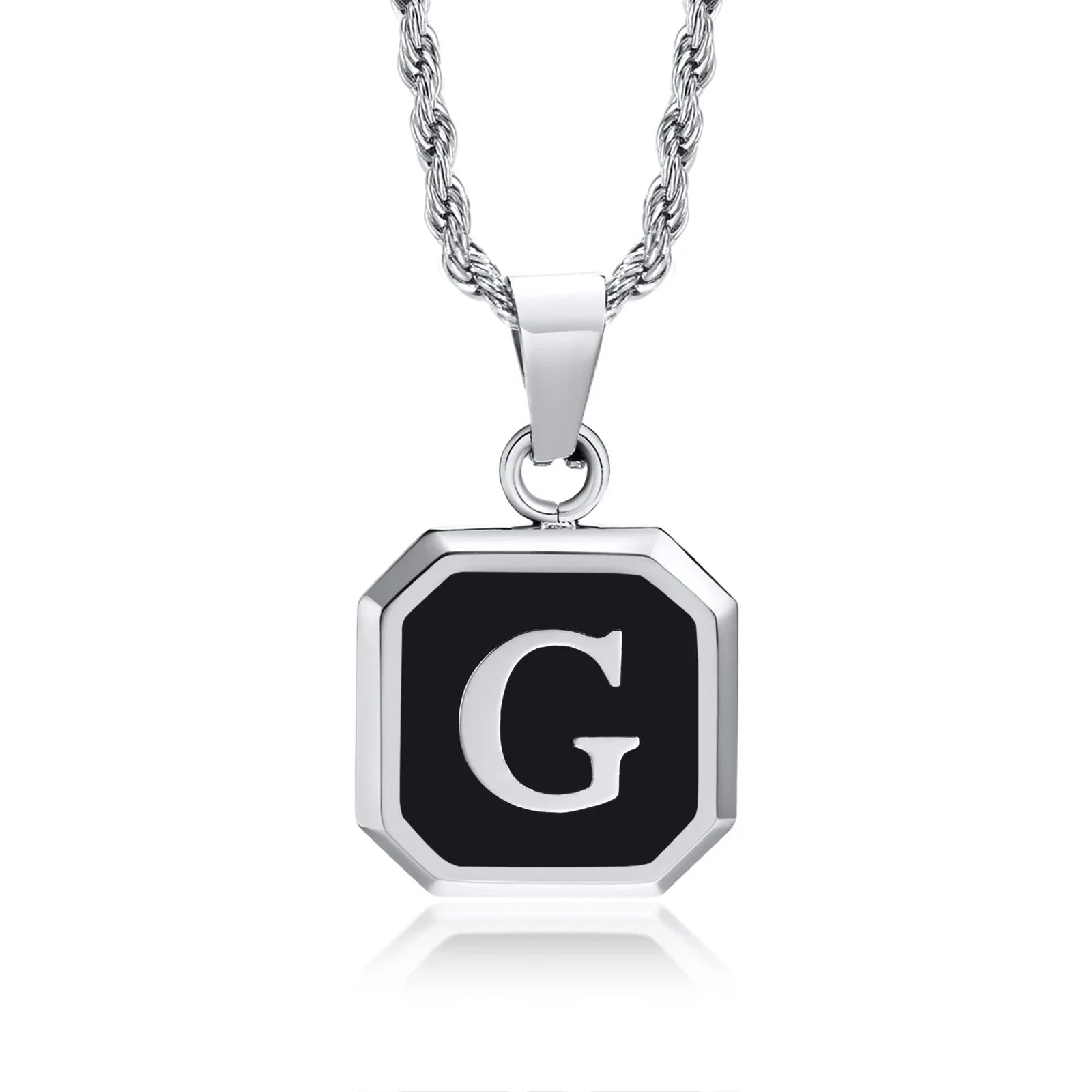 Collar para hombre con colgante hexagonal de inicial g