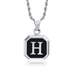 Collar para hombre con colgante hexagonal de inicial h