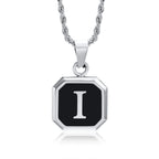 Collar para hombre con colgante hexagonal de inicial i