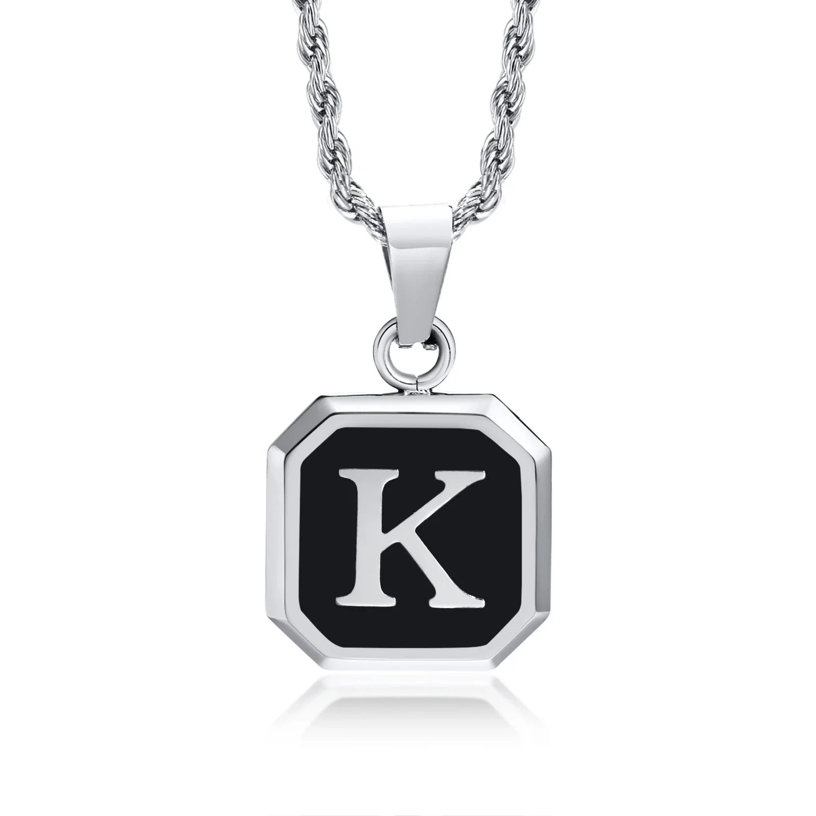 Collar para hombre con colgante hexagonal de inicial k