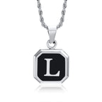 Collar para hombre con colgante hexagonal de inicial l