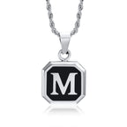 Collar para hombre con colgante hexagonal de inicial m
