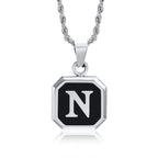Collar para hombre con colgante hexagonal de inicial n