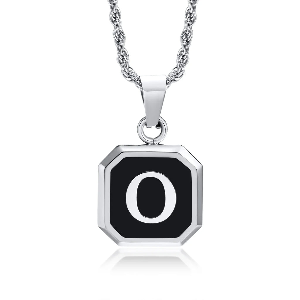 Collar para hombre con colgante hexagonal de inicial o