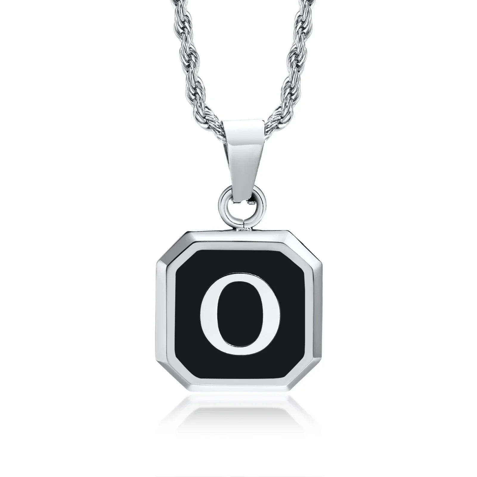 Collar para hombre con colgante hexagonal de inicial o