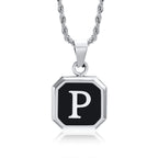 Collar para hombre con colgante hexagonal de inicial p