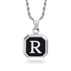 Collar para hombre con colgante hexagonal de inicial r