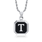 Collar para hombre con colgante hexagonal de inicial t