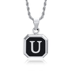 Collar para hombre con colgante hexagonal de inicial u