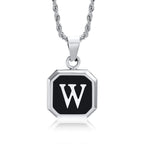 Collar para hombre con colgante hexagonal de inicial w