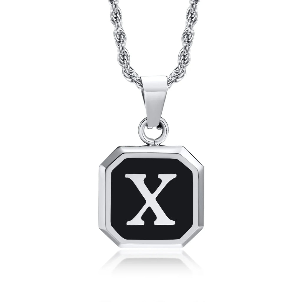 Collar para hombre con colgante hexagonal de inicial x