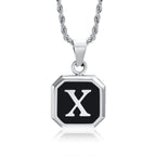 Collar para hombre con colgante hexagonal de inicial x