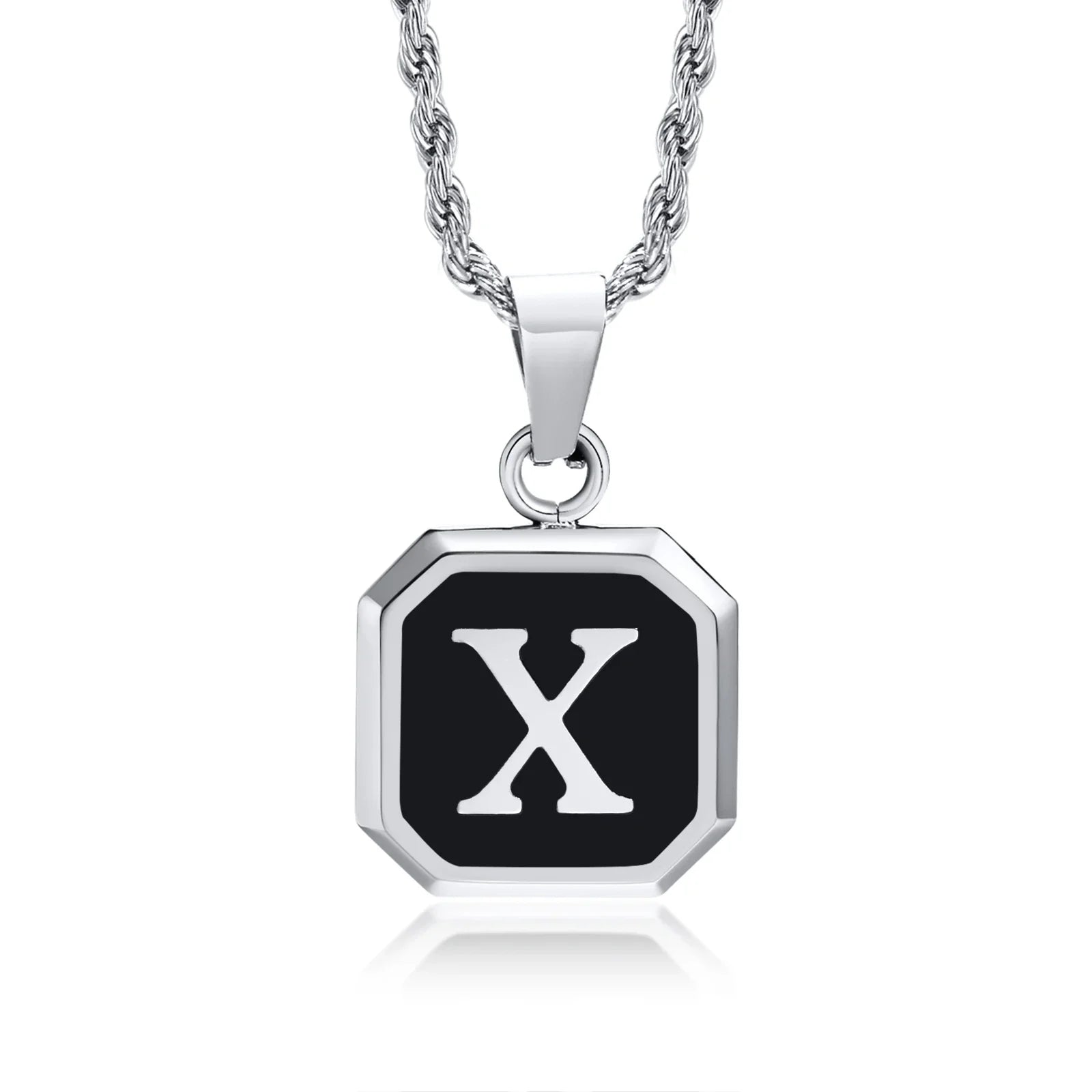 Collar para hombre con colgante hexagonal de inicial x