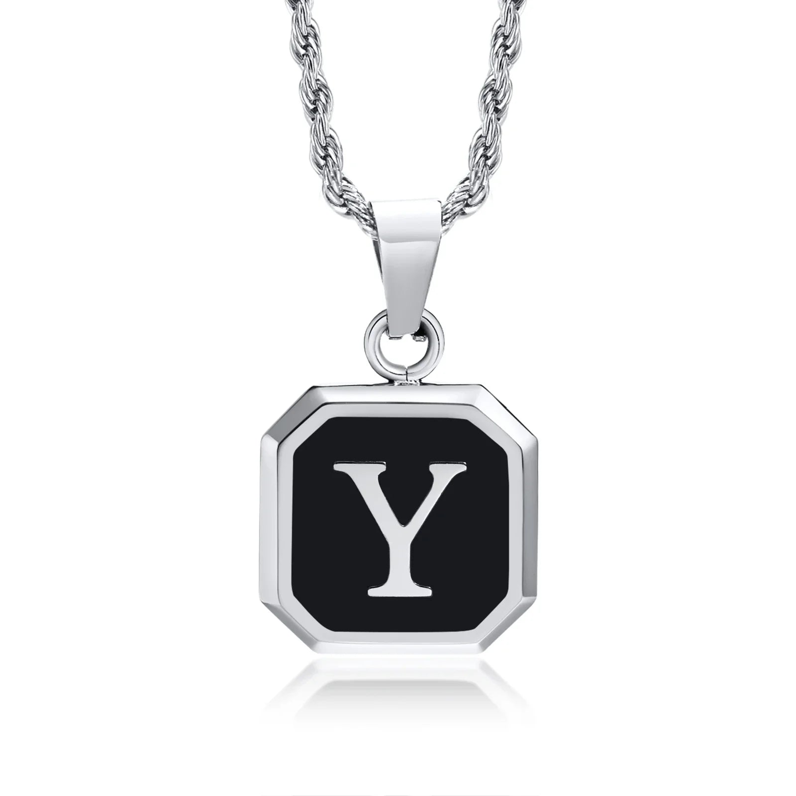 Collar para hombre con colgante hexagonal de inicial y