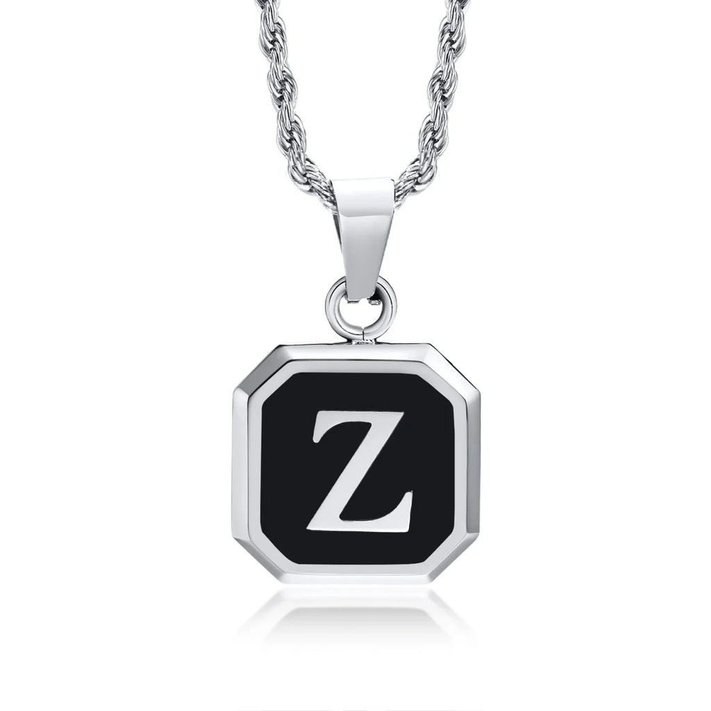 Collar para hombre con colgante hexagonal de inicial z