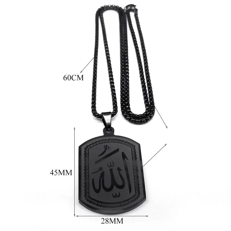 Collar para hombre o mujer con colgante hexagonal Allah árabe musulmán islam