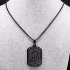 Collar para hombre o mujer con colgante hexagonal Allah árabe musulmán islam negro 60 cm