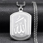 Collar para hombre o mujer con colgante hexagonal Allah árabe musulmán islam plata 60 cm