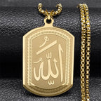 Collar para hombre o mujer con colgante hexagonal Allah árabe musulmán islam oro 60 cm