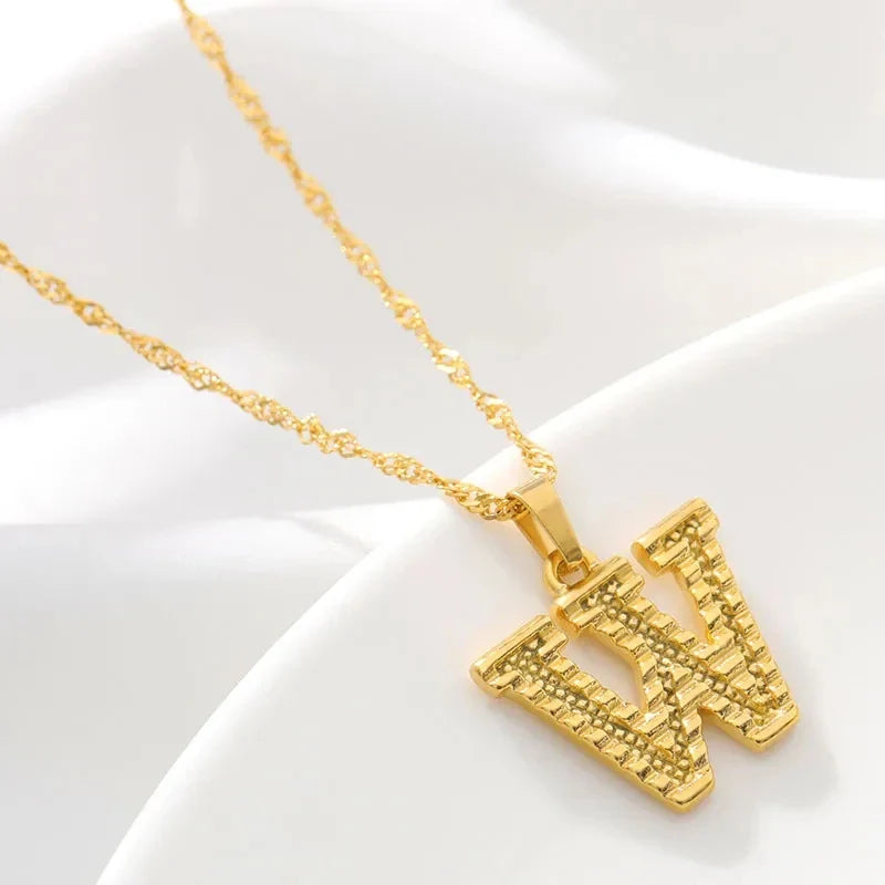 Collar para hombre o mujer con colgante personalizado inicial w