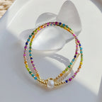 Collar gargantilla con colgante de arcoíris y perlas