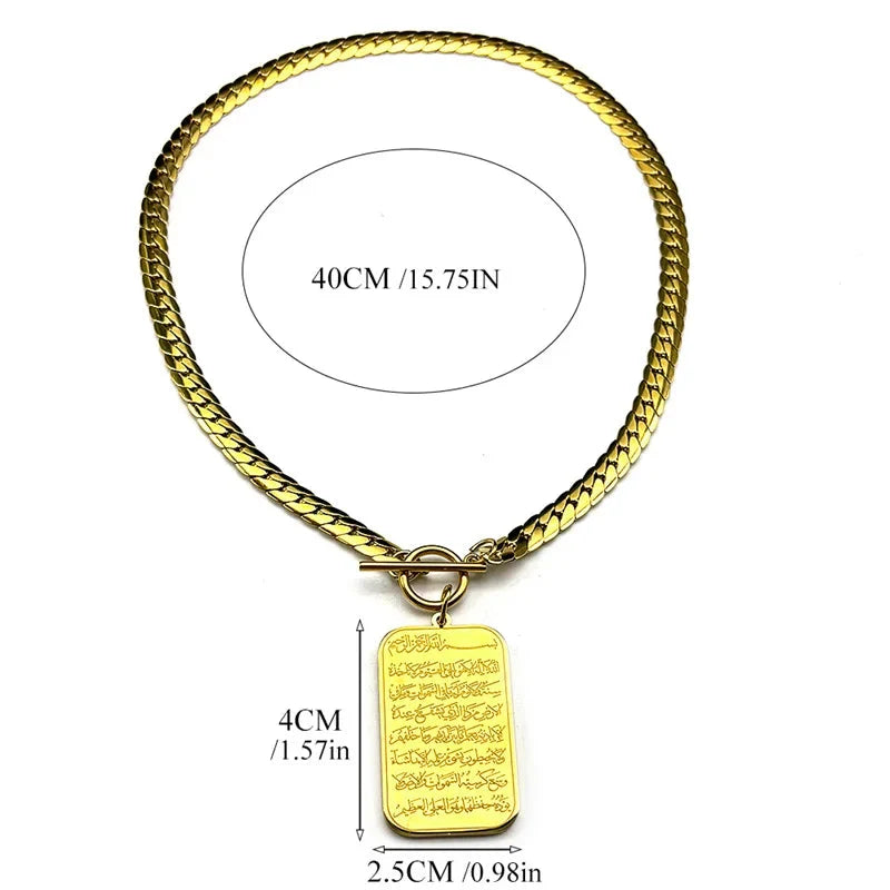Collar choker con colgante Ayatul Kursi árabe islam