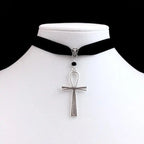 Collar Gargantilla con Colgante de Cruz Ankh