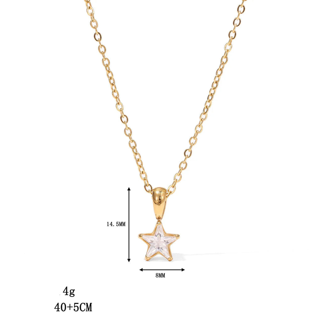 Gargantilla con colgante de estrella pavé de circonitas en oro