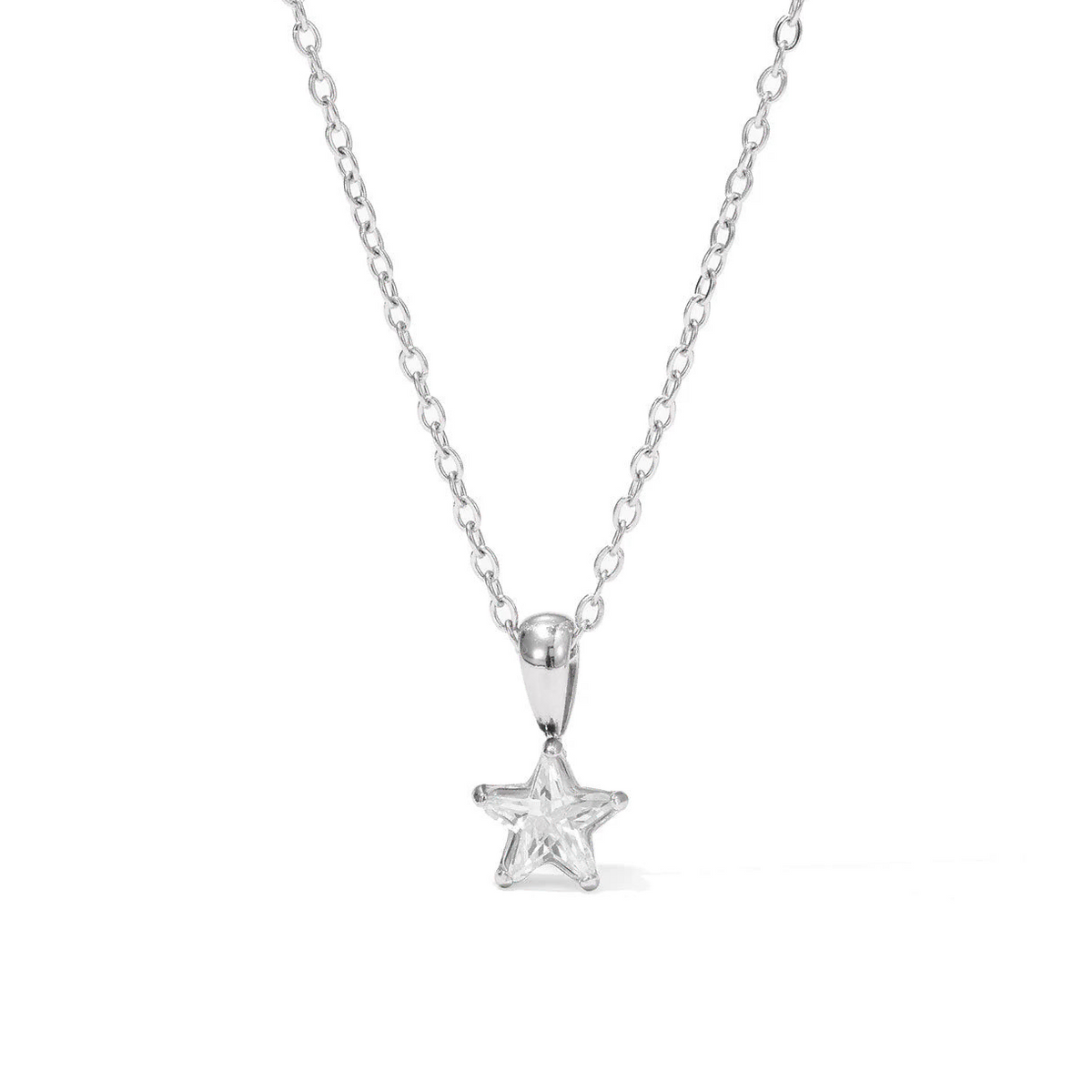 Gargantilla con colgante de estrella pavé de circonitas en plata