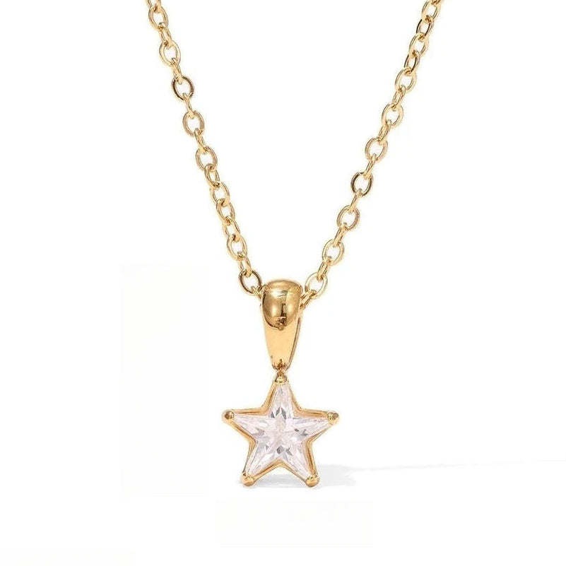 Gargantilla con colgante de estrella pavé de circonitas en oro
