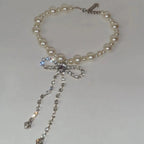 Collar tipo gargantilla con colgante de lazo mariposa de strass