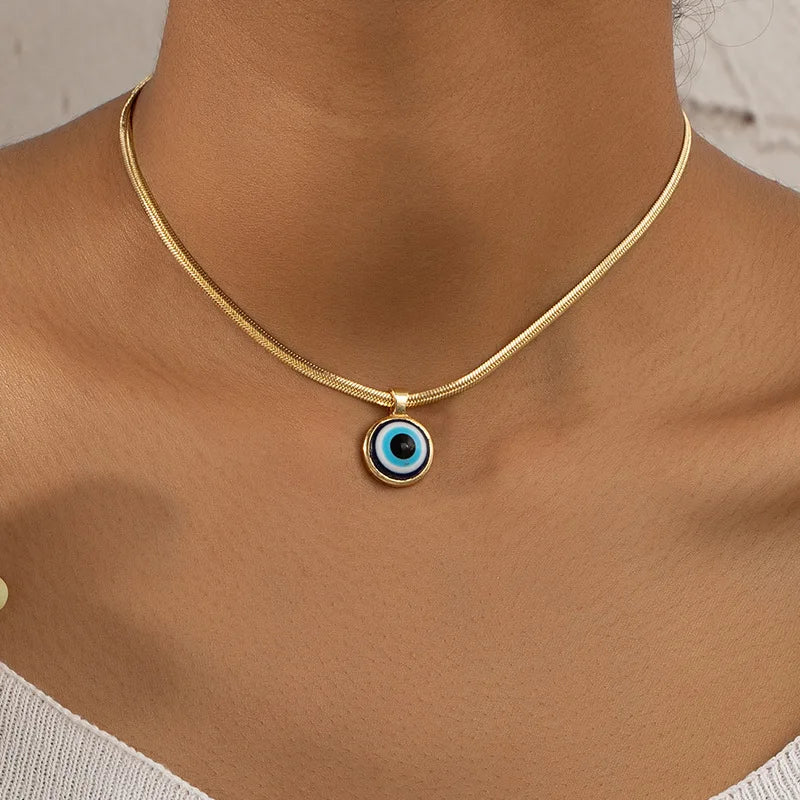 Collar Gargantilla con Colgante de Ojo Azul