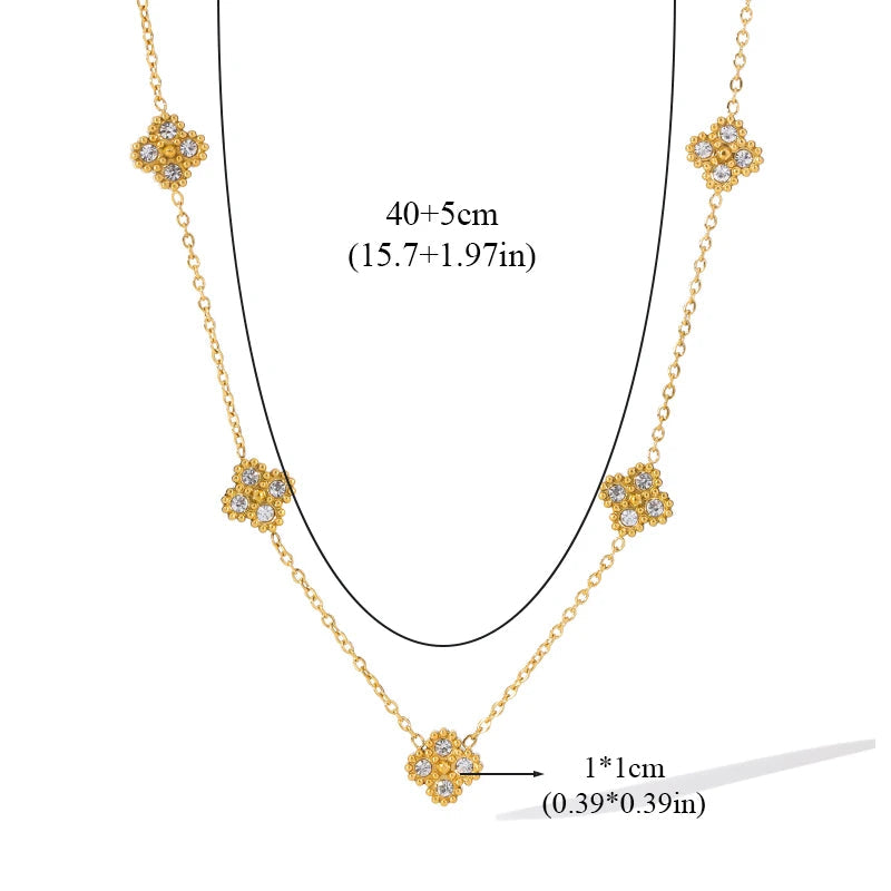 Collar Gargantilla con Colgantes de Trébol de 4 Hojas