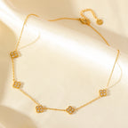 Collar Gargantilla con Colgantes de Trébol de 4 Hojas