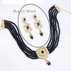 Collar choker de perlas con colgante y pendientes colgantes árabes