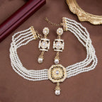Collar choker de perlas con colgante y pendientes colgantes árabes blancos