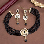 Collar choker de perlas con colgante y pendientes colgantes árabes negros
