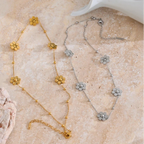 Collar Gargantilla con Colgante de Flores plata