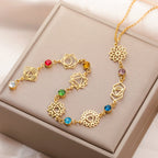 Collar Gargantilla con Colgante de Piedras de Circonio 7 Chakras oro