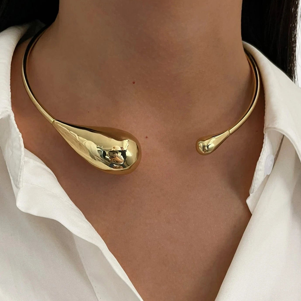 Collar Gargantilla Colgante Gota de Agua oro