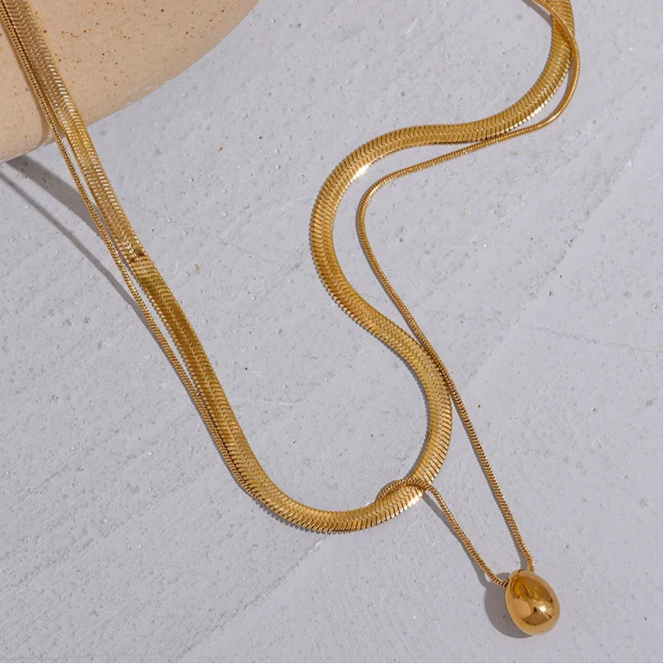 Collar Gargantilla Colgante Gran Gota de Agua oro