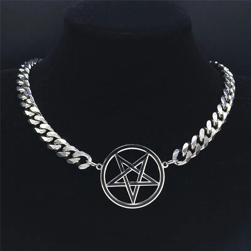 Collar Gargantilla Colgante Pentáculo Brujería Wicca