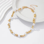Collar Gargantilla con Colgantes de Perlas para Mujer oro