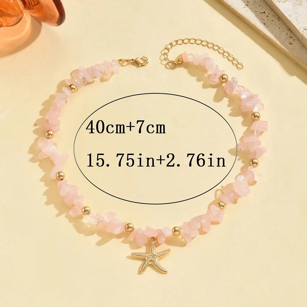 Collar tipo gargantilla con concha y estrella de mar